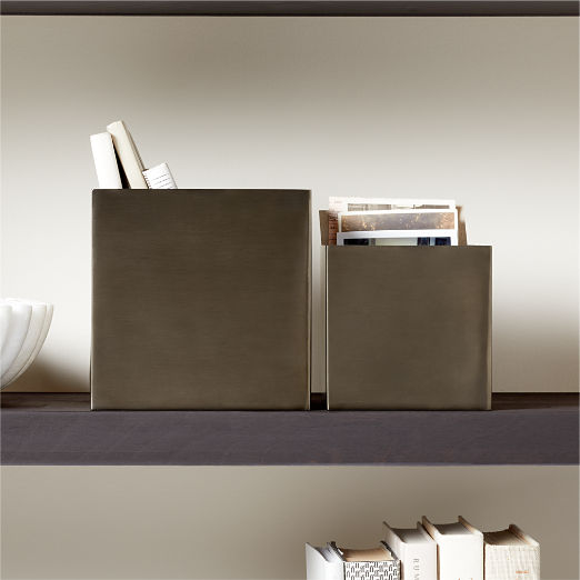 Studio Blackened Brass Storage Boxes Set of 2