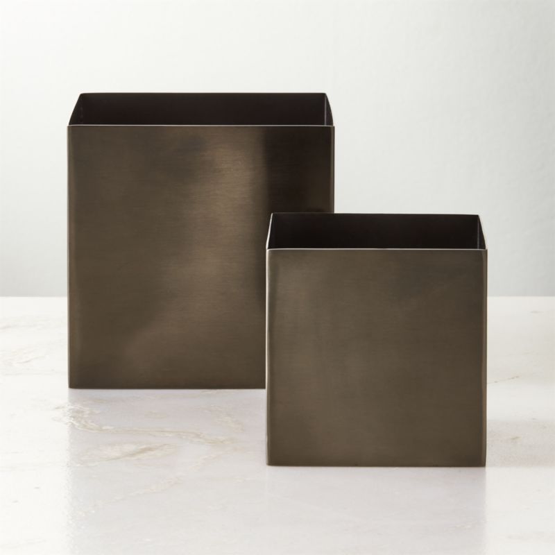 Viewing product image Studio Blackened Brass Storage Boxes Set of 2 - image 1 of 4