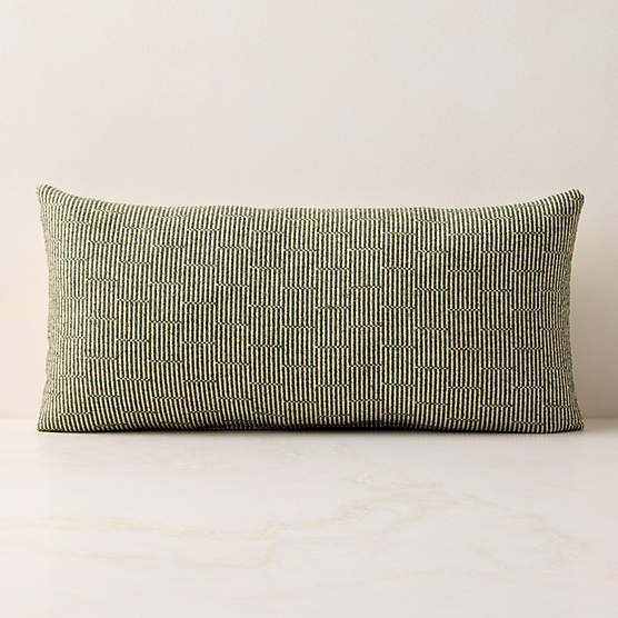 Sunbrella® Bolden Green Outdoor Lumbar Throw Pillow 24"x12"