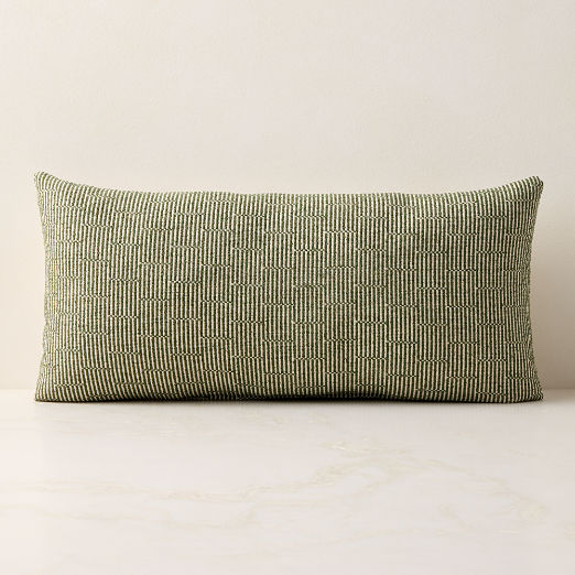 Sunbrella® Bolden Green Outdoor Lumbar Throw Pillow 24"x12"