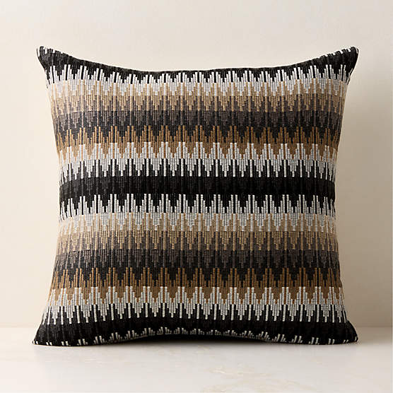Sunbrella® Tesserre Black and Brown Outdoor Pillow 20"x20"
