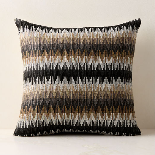 Sunbrella® Tesserre Black and Brown Outdoor Pillow 20"x20"