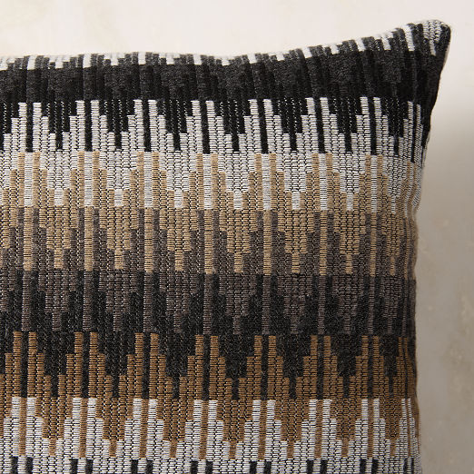 Sunbrella® Tesserre Black and Brown Outdoor Lumbar Pillow 24"x12"