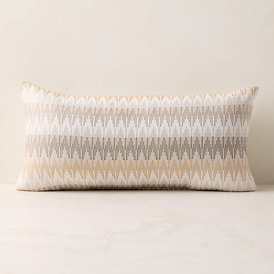 Sunbrella® Tesserre Natural Outdoor Lumbar Pillow 24"x12"