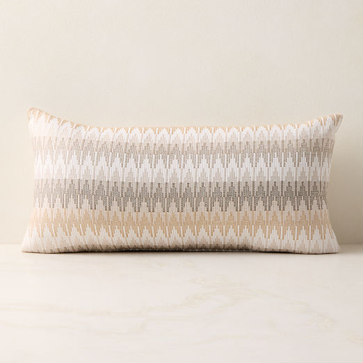 Sunbrella® Tesserre Natural Outdoor Lumbar Pillow 24"x12"