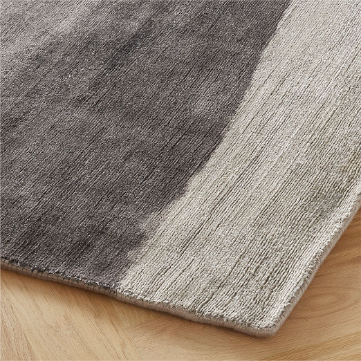 Sundown Handloomed Charcoal and Ivory Viscose Rug Swatch 12"x12"