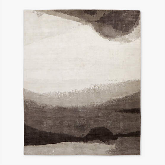 Sundown Handloomed Charcoal and Ivory TENCEL™ Lyocell  Area Rug 10'x14'
