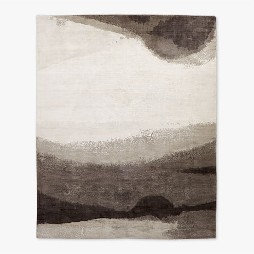 Sundown Handloomed Charcoal and Ivory Viscose Area Rug 5'x8'