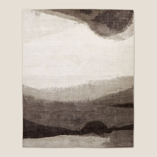 Sundown Handloomed Charcoal and Ivory TENCEL™ Lyocell  Area Rug 8'x10'