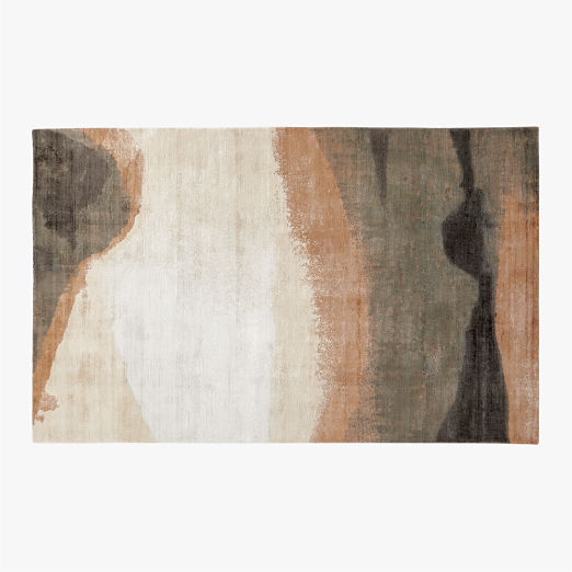 Sundown Handloomed Copper and Ivory Viscose Area Rug 5'x8'