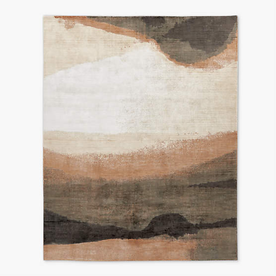 Sundown Handloomed Copper and Ivory Viscose Area Rug 5'x8'