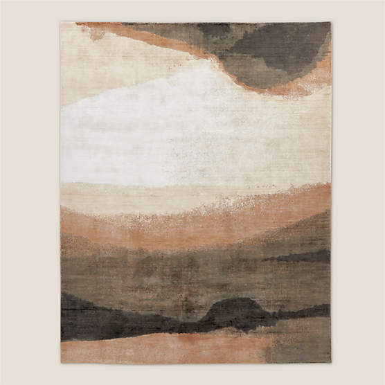Sundown Handloomed Copper and Ivory TENCEL™ Lyocell  Area Rug 5'x8'