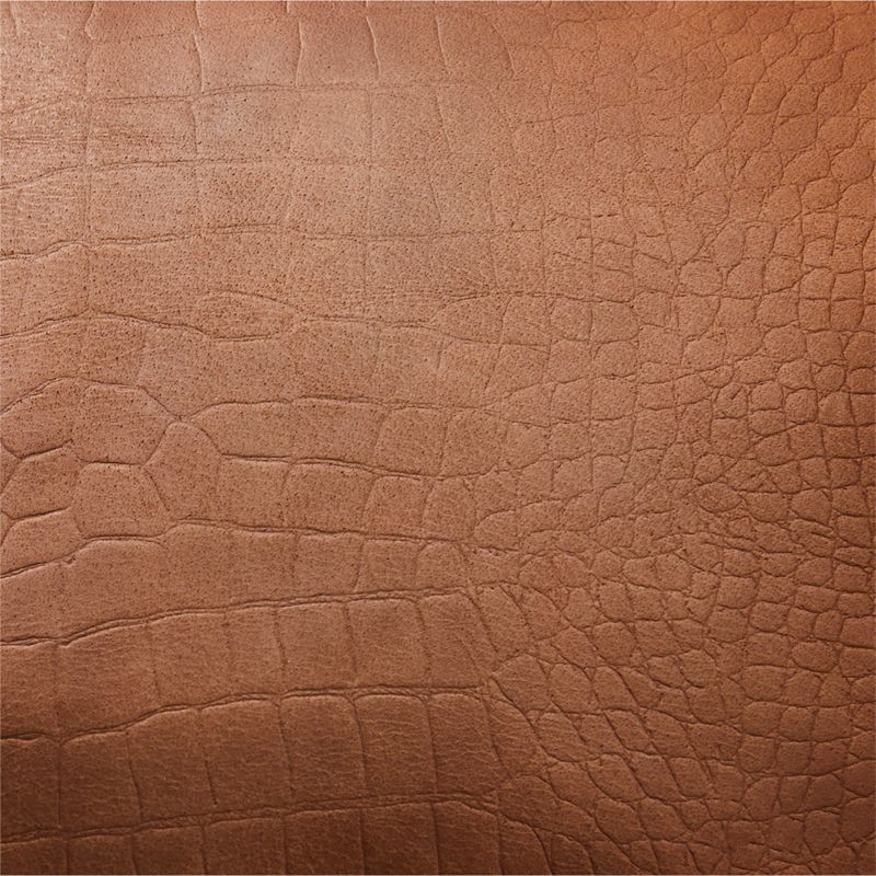 Surat Brown Embossed Leather Throw Pillow with Down-Alternative