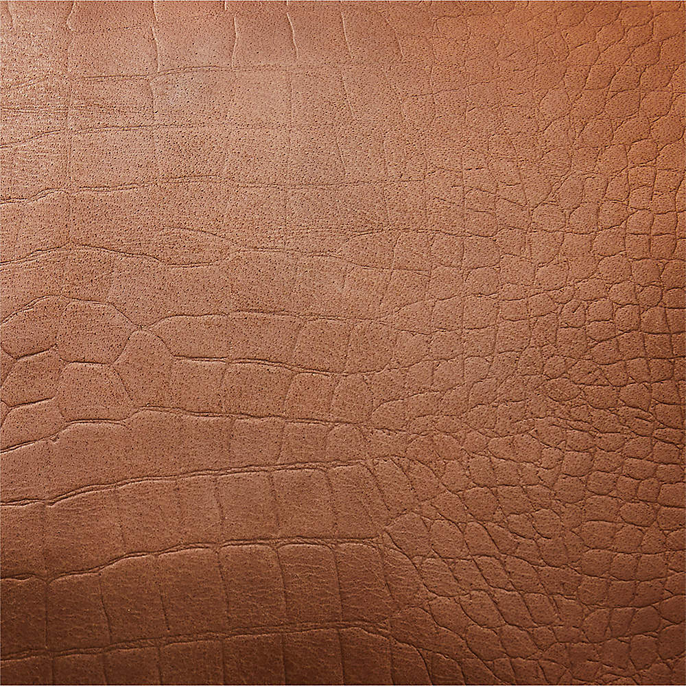 Surat Brown Embossed Leather Throw Pillow with Down-Alternative