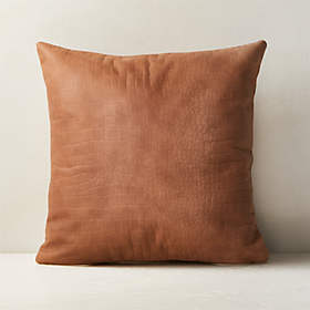 Camel Color Faux Suede Pillow Cover With Stitch Detail 