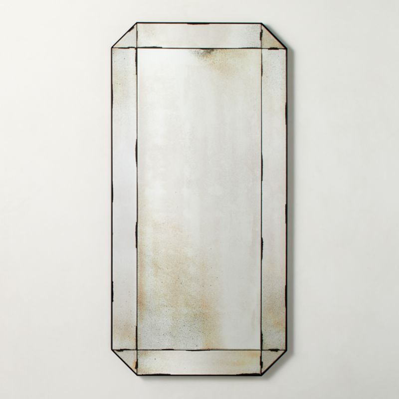 Sureau Antiqued Black Rectangular Wall Mirror 24x48 - image 0 of 9