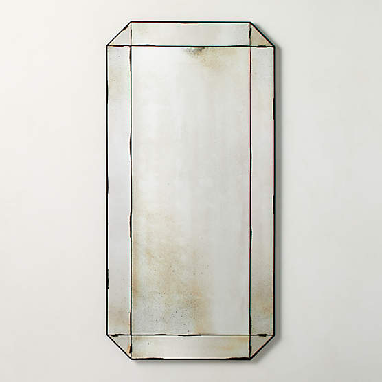 Sureau Antiqued Black Rectangular Wall Mirror 24x48