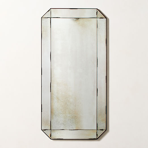 Sureau Antiqued Black Rectangular Wall Mirror 24x48