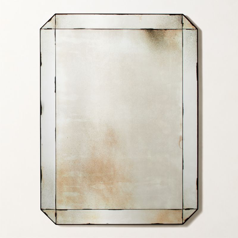 View Sureau Antiqued Black Rectangular Wall Mirror 36''x48'' details