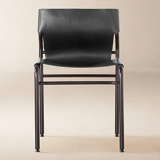 Surf Sling Black Leather Dining Chair