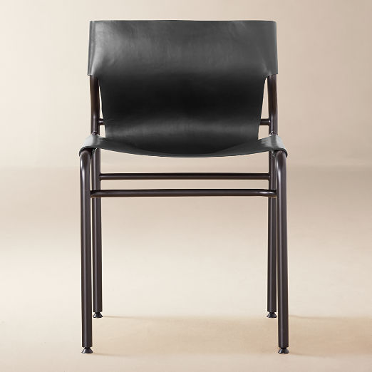 Surf Sling Black Leather Dining Chair Set of 4