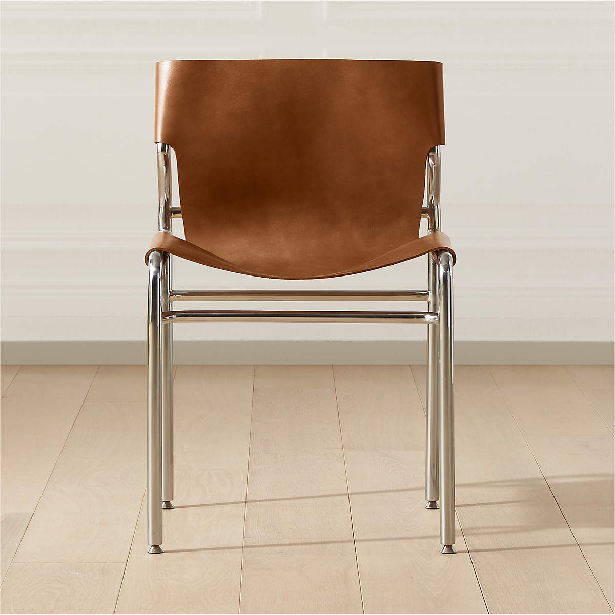 Surf Sling Brown Leather Modern Dining Chair + Reviews CB2