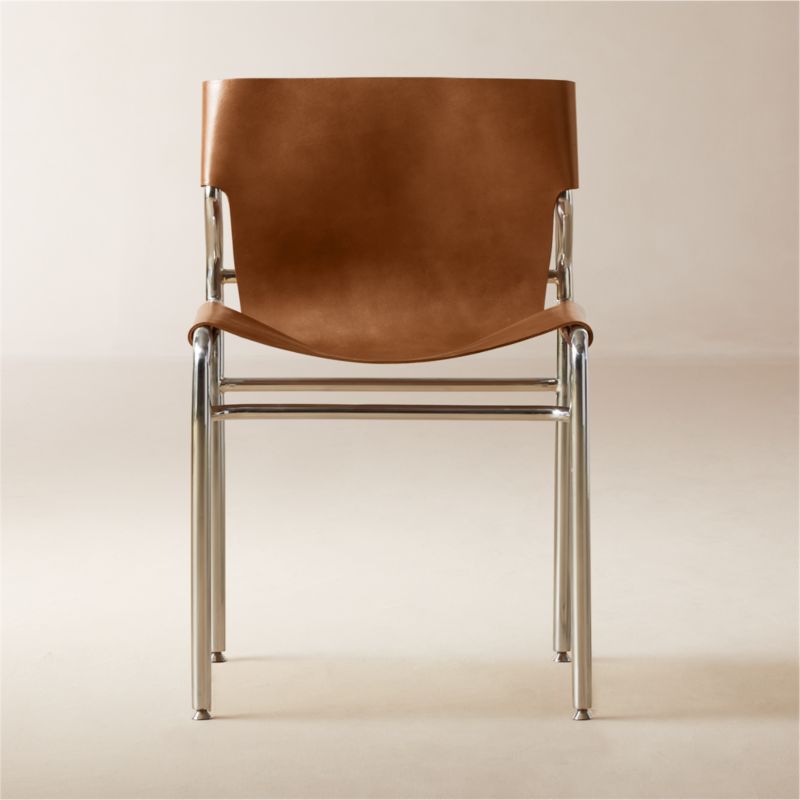 View Surf Sling Brown Leather Dining Chair details