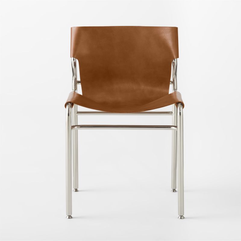 CB2 Canada - July Catalog 2021 - Surf Sling Brown Leather Dining Chair