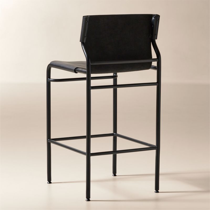 Surf Sling Black Leather Bar Stool - image 3 of 6