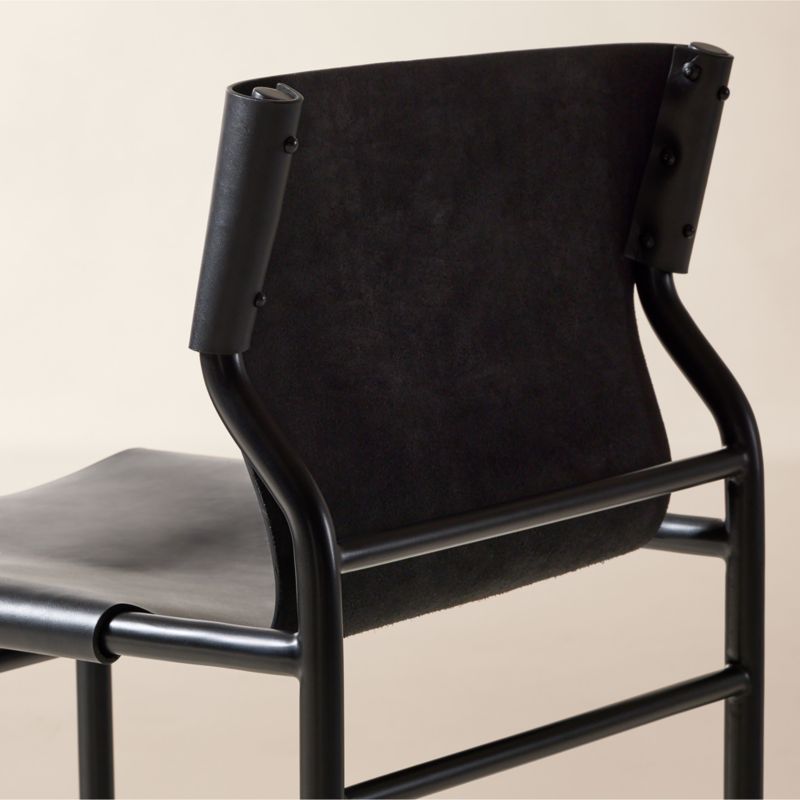 Surf Sling Black Leather Bar Stool - image 4 of 6