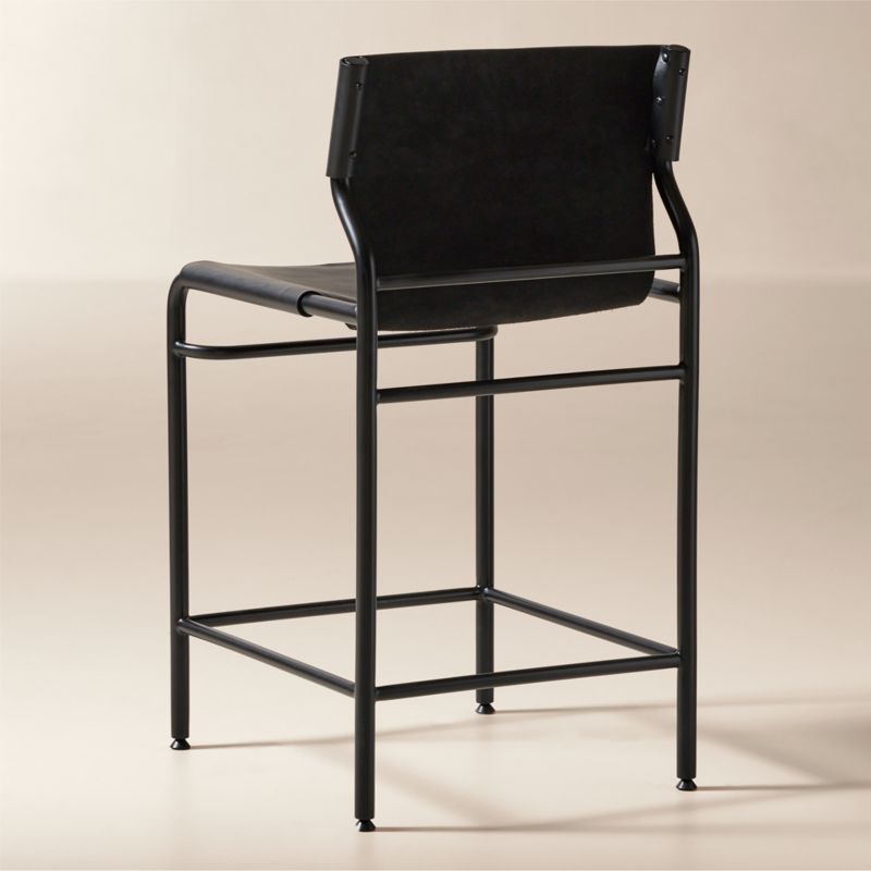 Surf Sling Black Leather Counter Stool - image 3 of 6