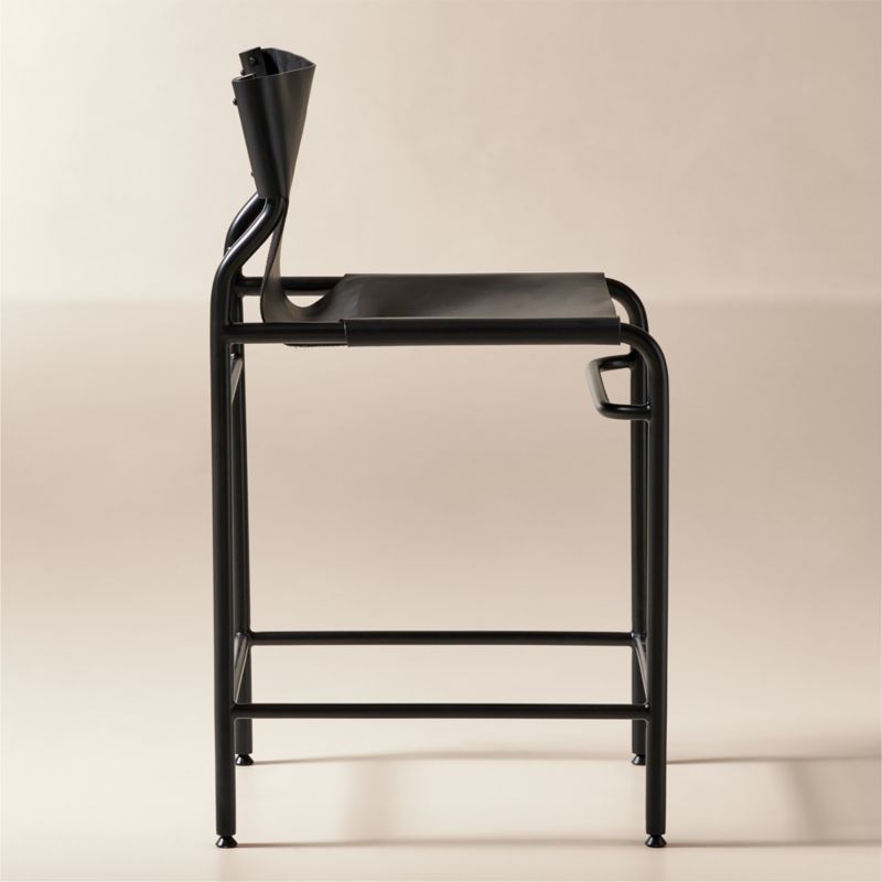 Surf Sling Black Leather Counter Stool - image 2 of 6