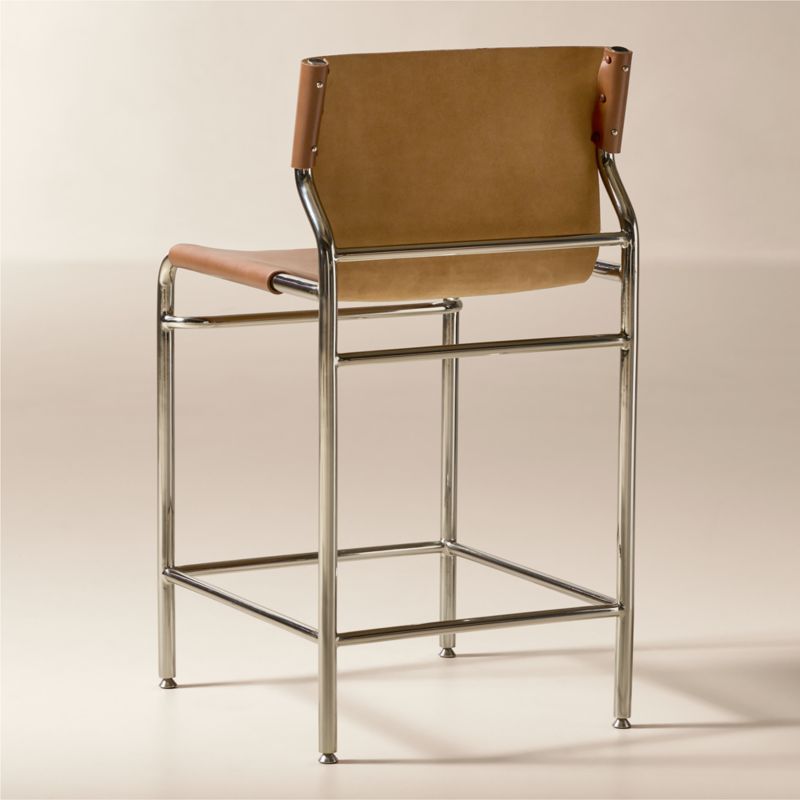 Surf Sling Brown Leather Bar Stool - image 3 of 6