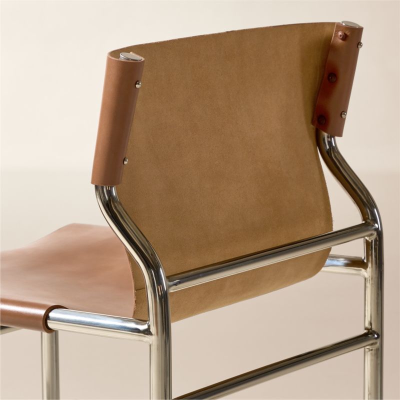Surf Sling Brown Leather Bar Stool - image 4 of 6