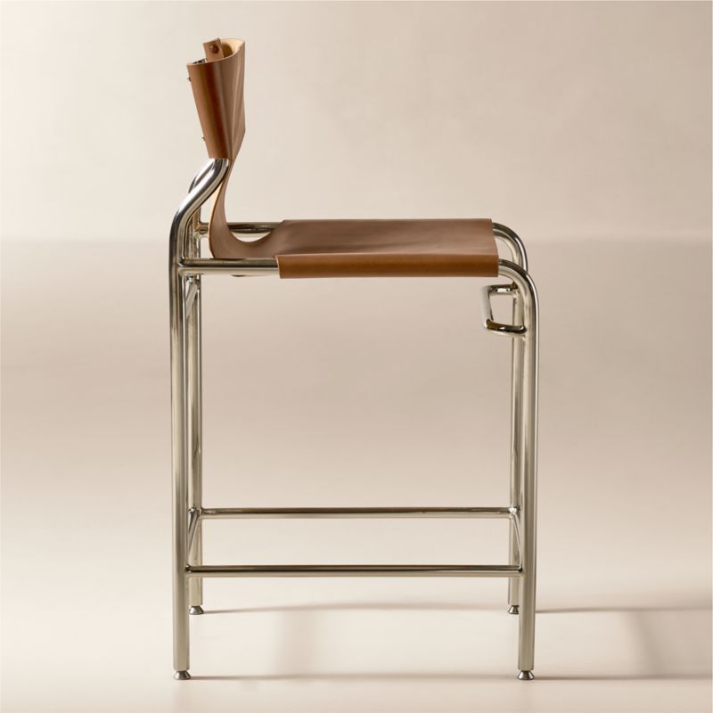 Surf Sling Brown Leather Bar Stool - image 2 of 6