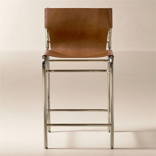 Surf Sling Brown Leather Bar Stool