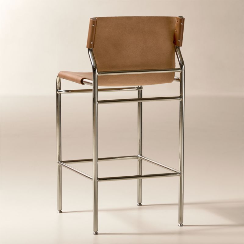Surf Sling Brown Leather Counter Stool - image 3 of 6