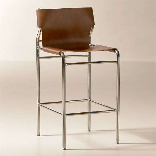 Surf Sling Brown Leather Counter Stool
