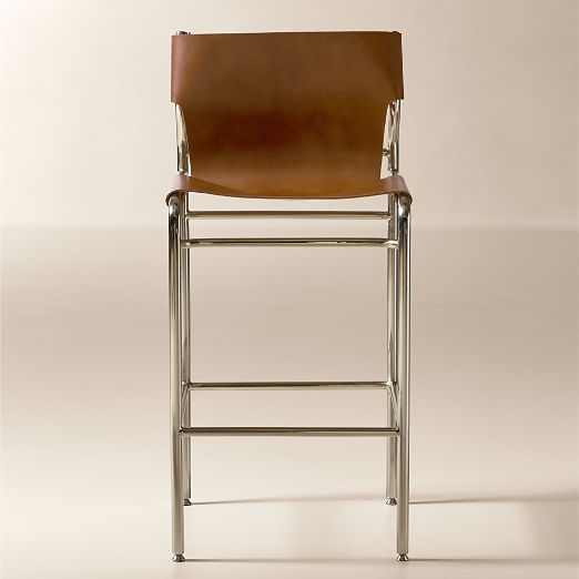 Surf Sling Brown Leather Counter Stool