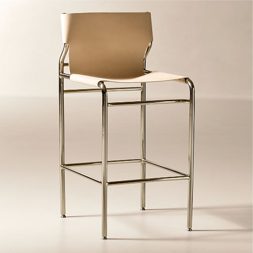 Surf Sling Untanned Leather Bar Stool Set of 2