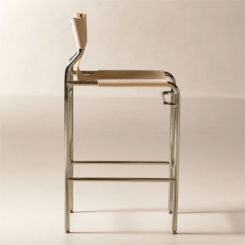 Surf Sling Untanned Leather Bar Stool Set of 2 - image 2 of 6