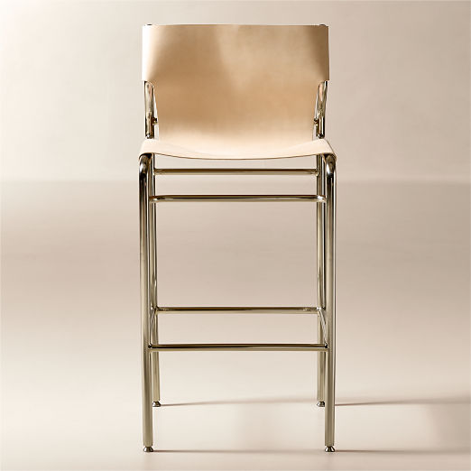 Surf Sling Untanned Leather Bar Stool Set of 2