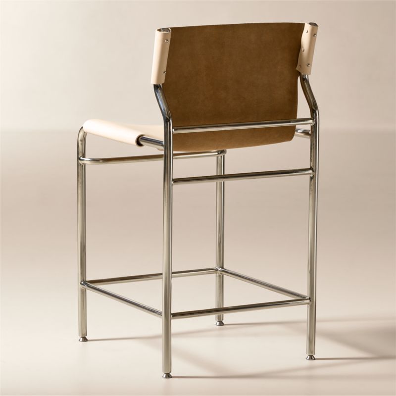 Surf Sling Untanned Leather Counter Stool Set of 2 - image 3 of 6