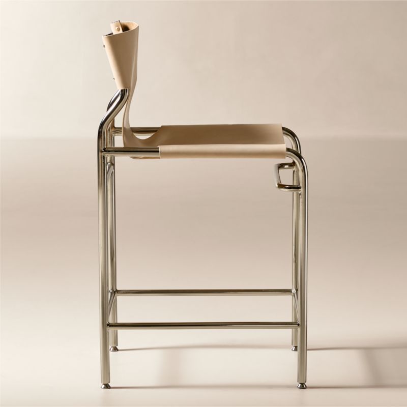 Surf Sling Untanned Leather Counter Stool Set of 2 - image 2 of 6