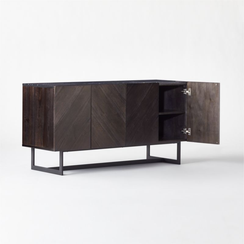 Suspend 57" Charcoal Wood Media Console with Black Marble Top - image 6 of 10