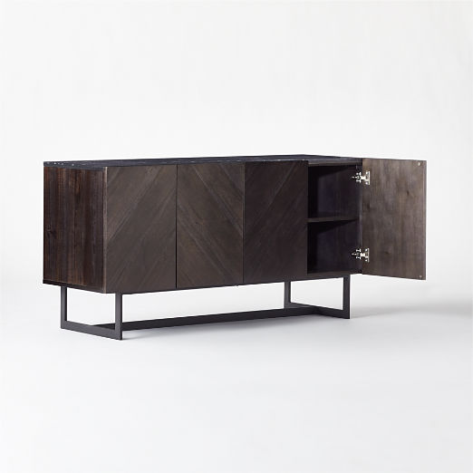 Suspend 57" Charcoal Wood Media Console with Black Marble Top