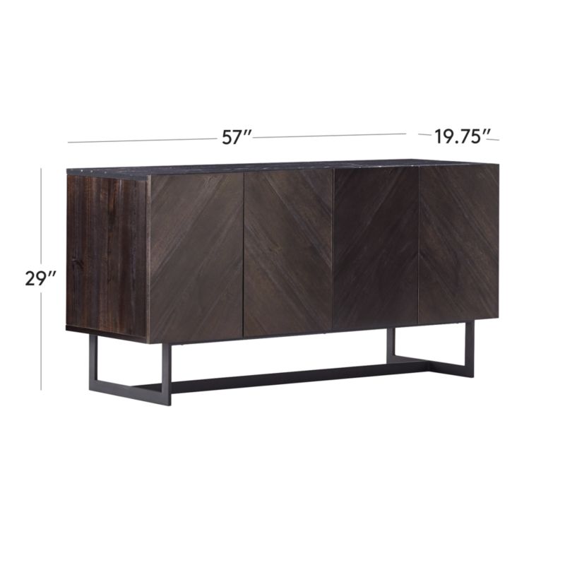 View Suspend 57" Charcoal Wood Media Console with Black Marble Top - image 3 of 10