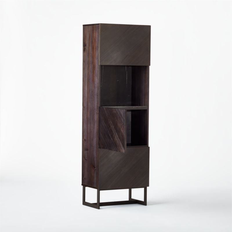 Suspend Black Marble and Dark Wood Bar Cabinet - image 7 of 11