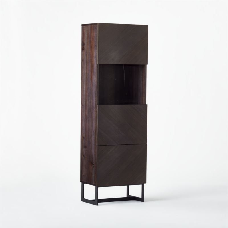 Suspend Black Marble and Dark Wood Bar Cabinet - image 6 of 11