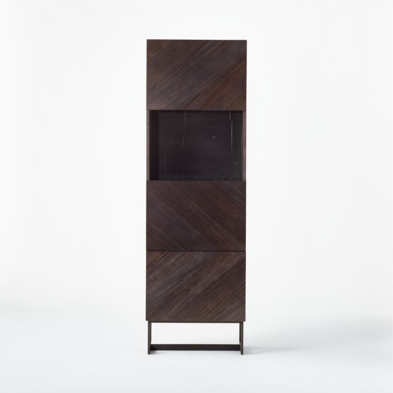 Suspend Black Marble and Dark Wood Bar Cabinet - image 5 of 11